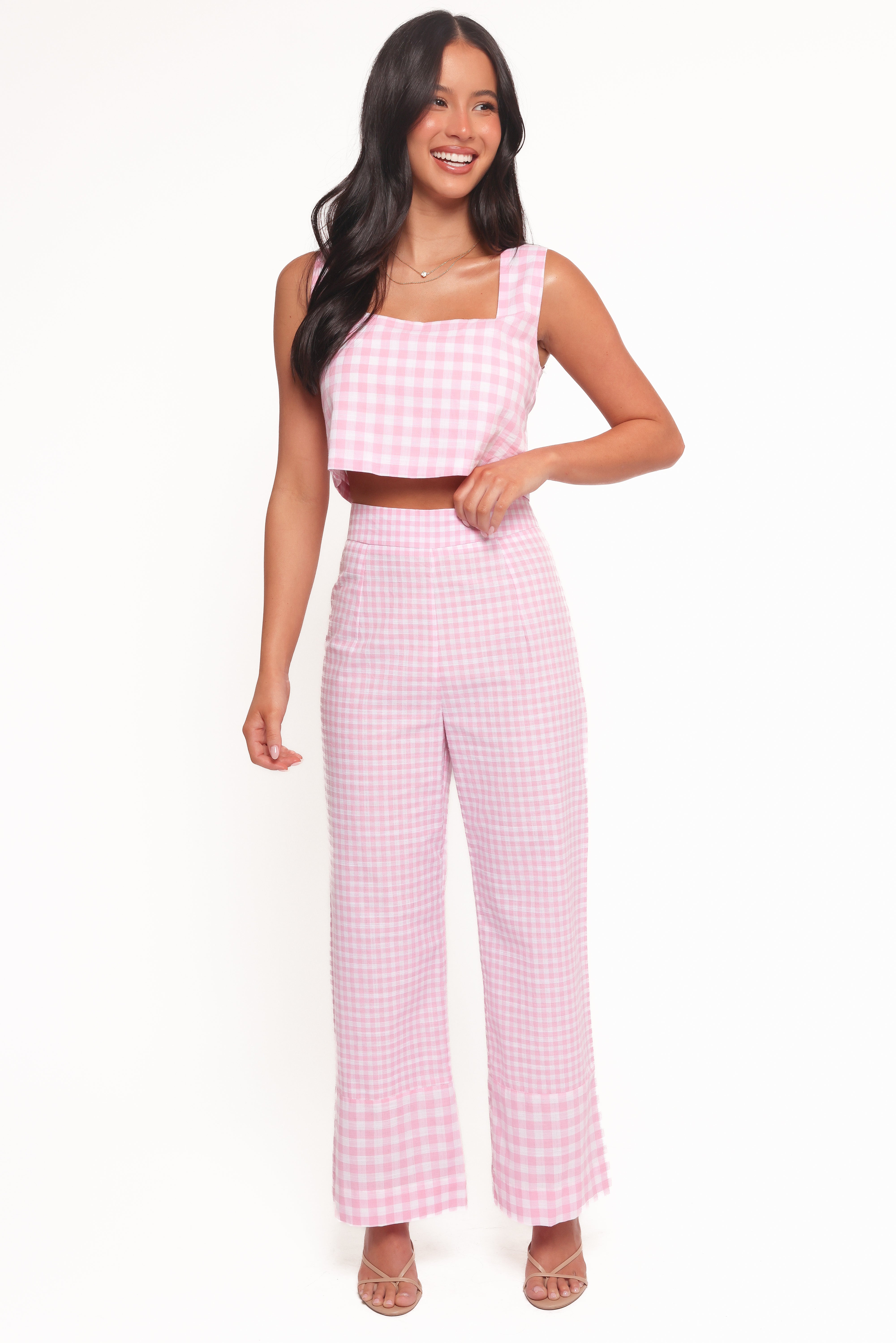 Devlin Cotton Pant - Pink Gingham | Petal & Pup