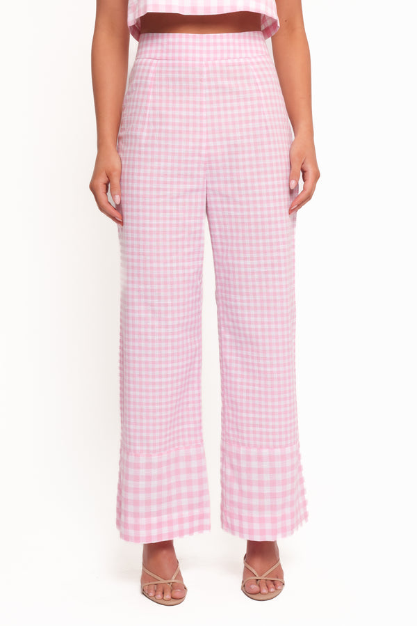 BOTTOMS Devlin Cotton Pant - Pink Gingham