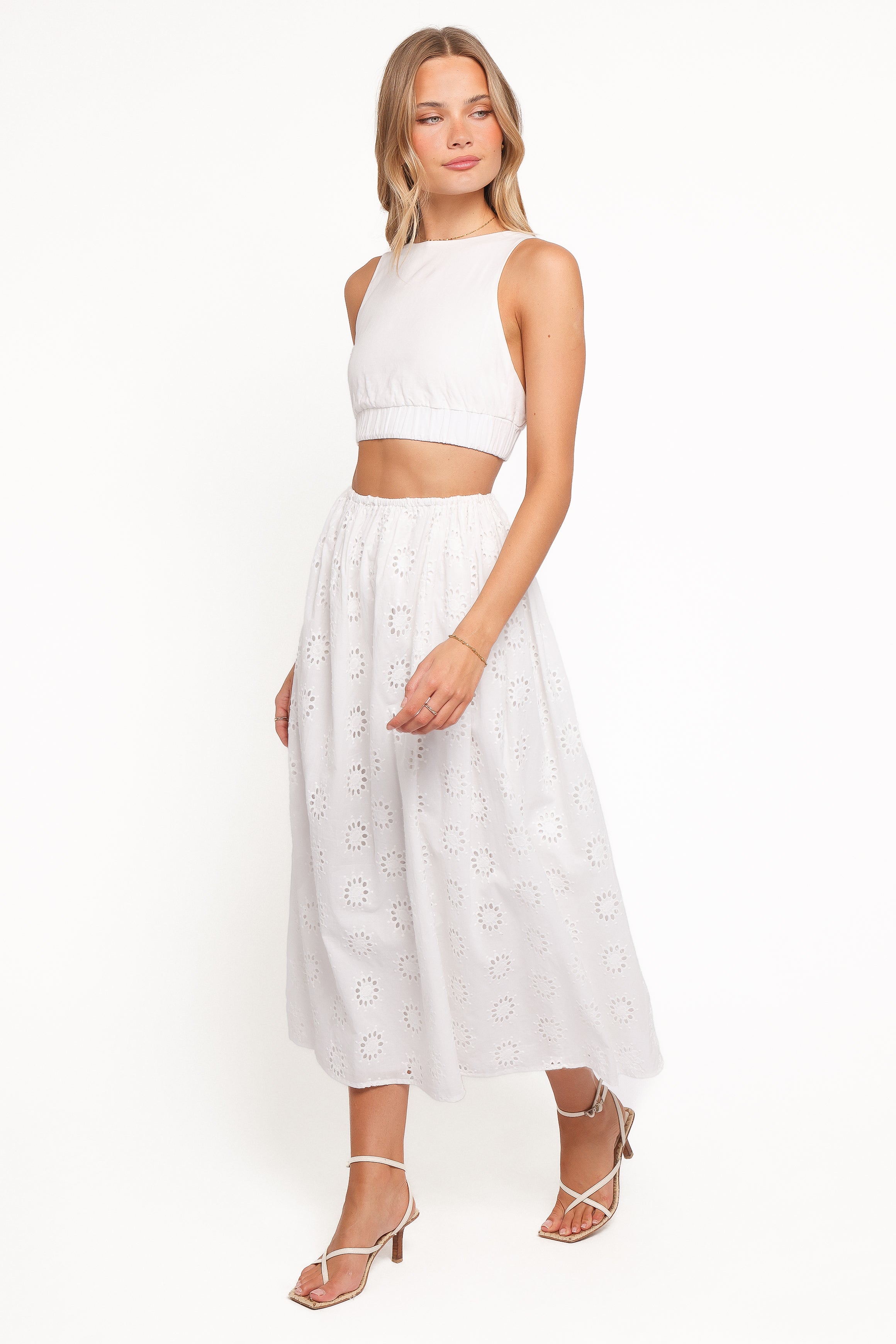 BOTTOMS Dillon Midi Skirt - White