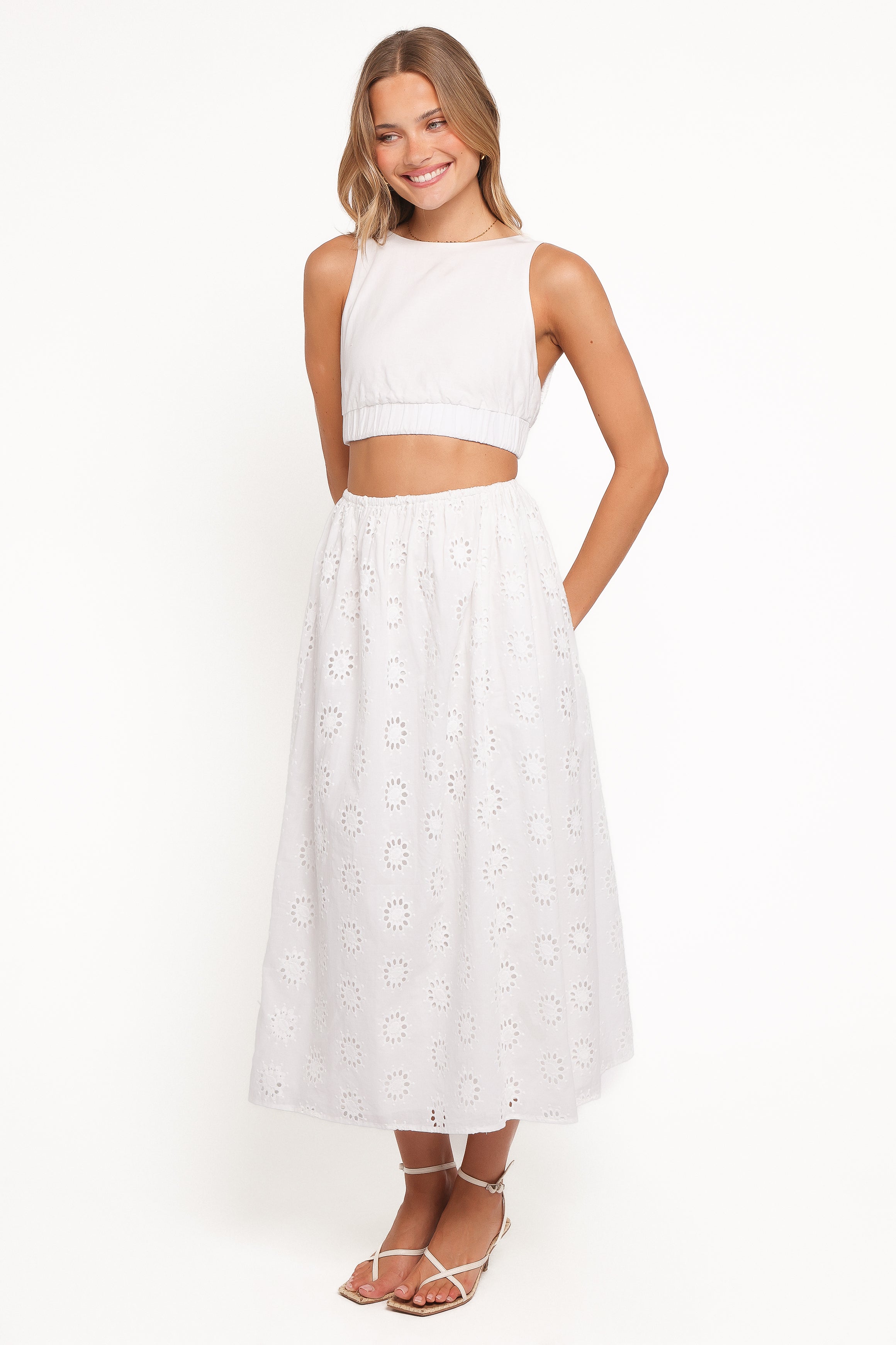 BOTTOMS Dillon Midi Skirt - White