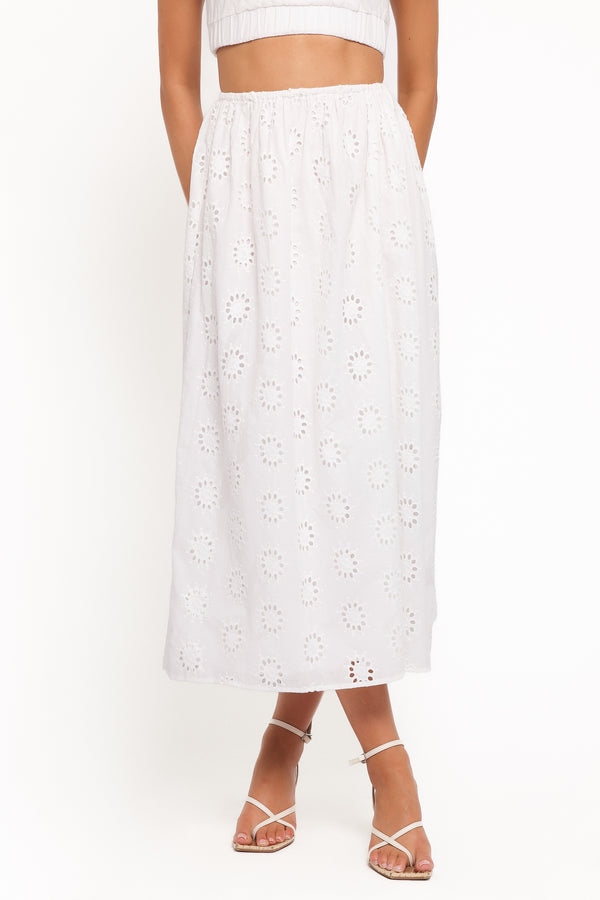 BOTTOMS Dillon Midi Skirt - White