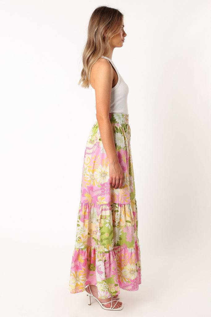Pink and green maxi skirt Clearance