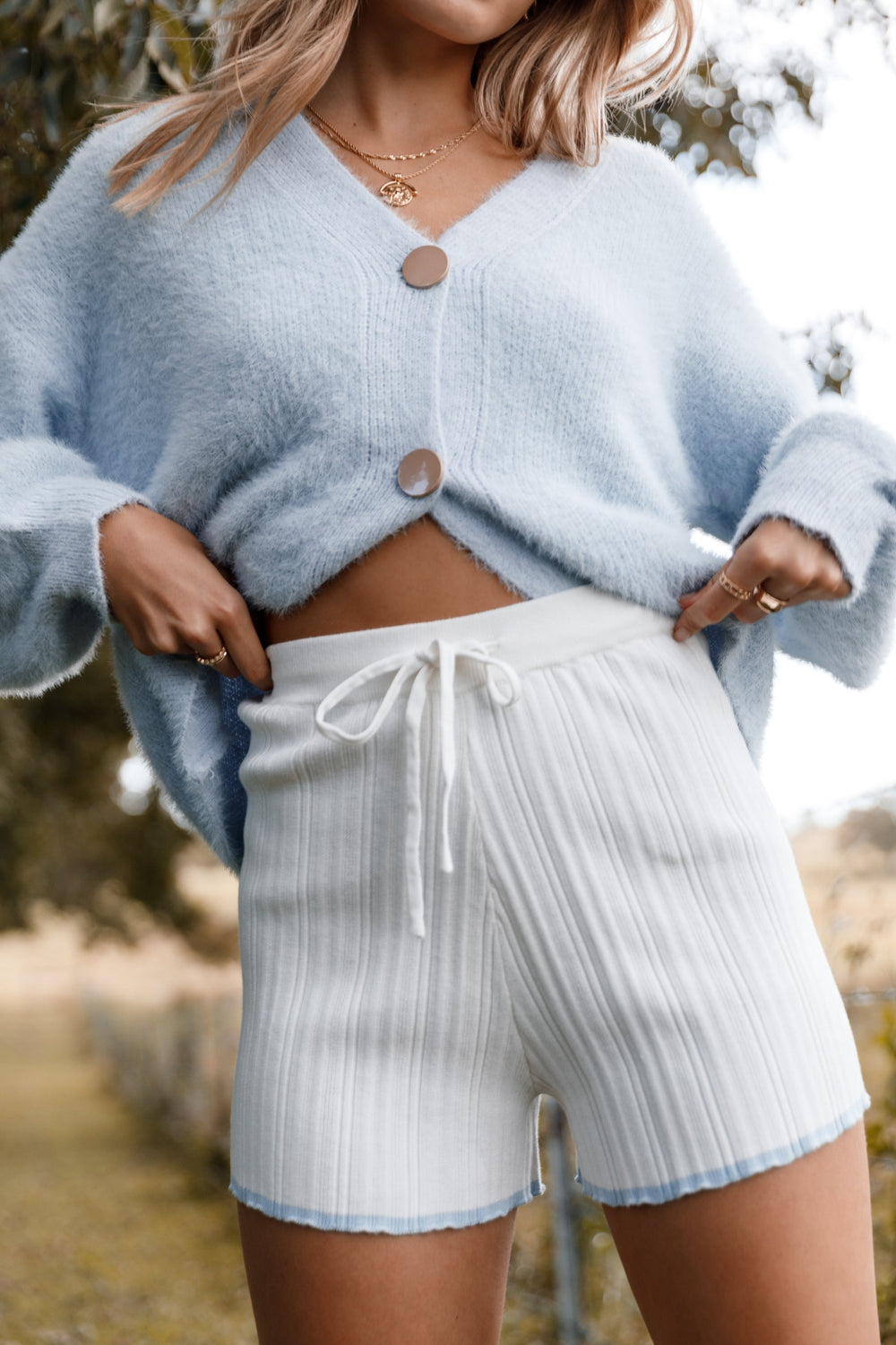 BOTTOMS Dominica Knit Shorts - White