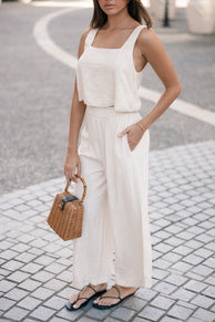 BOTTOMS Eleanor High Waisted Pants - Beige