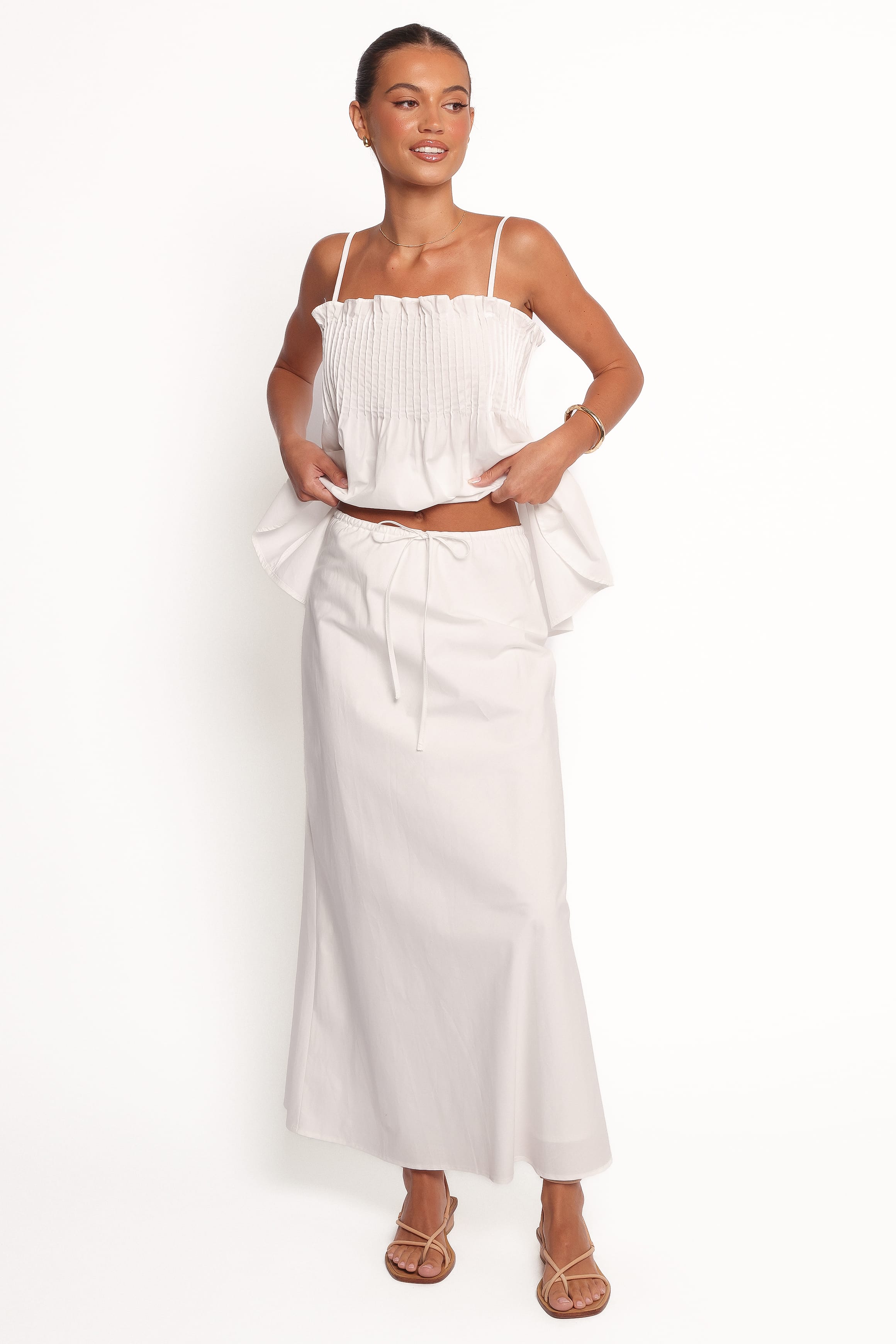 BOTTOMS Elena Cotton Maxi Skirt - White