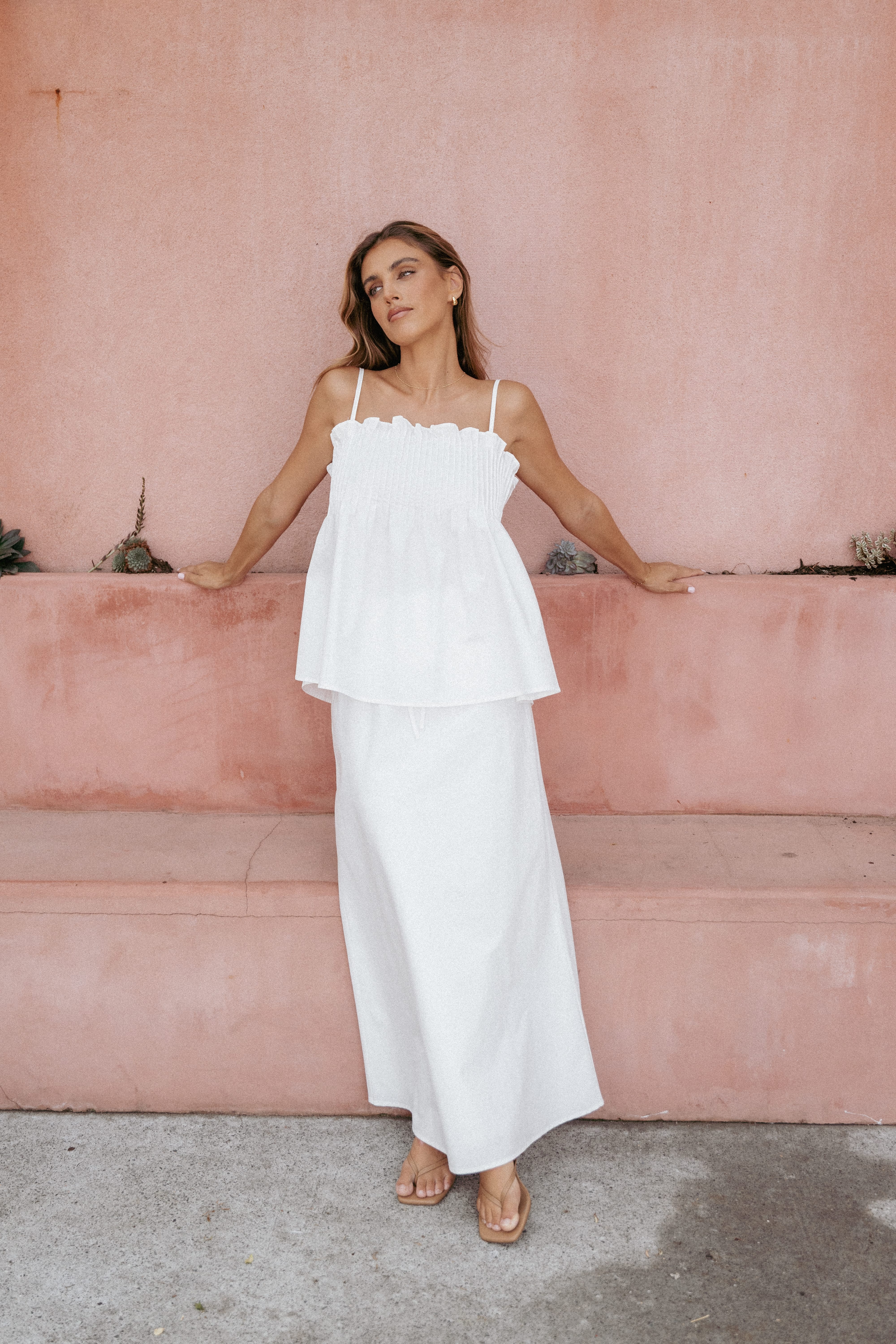 BOTTOMS Elena Cotton Maxi Skirt - White