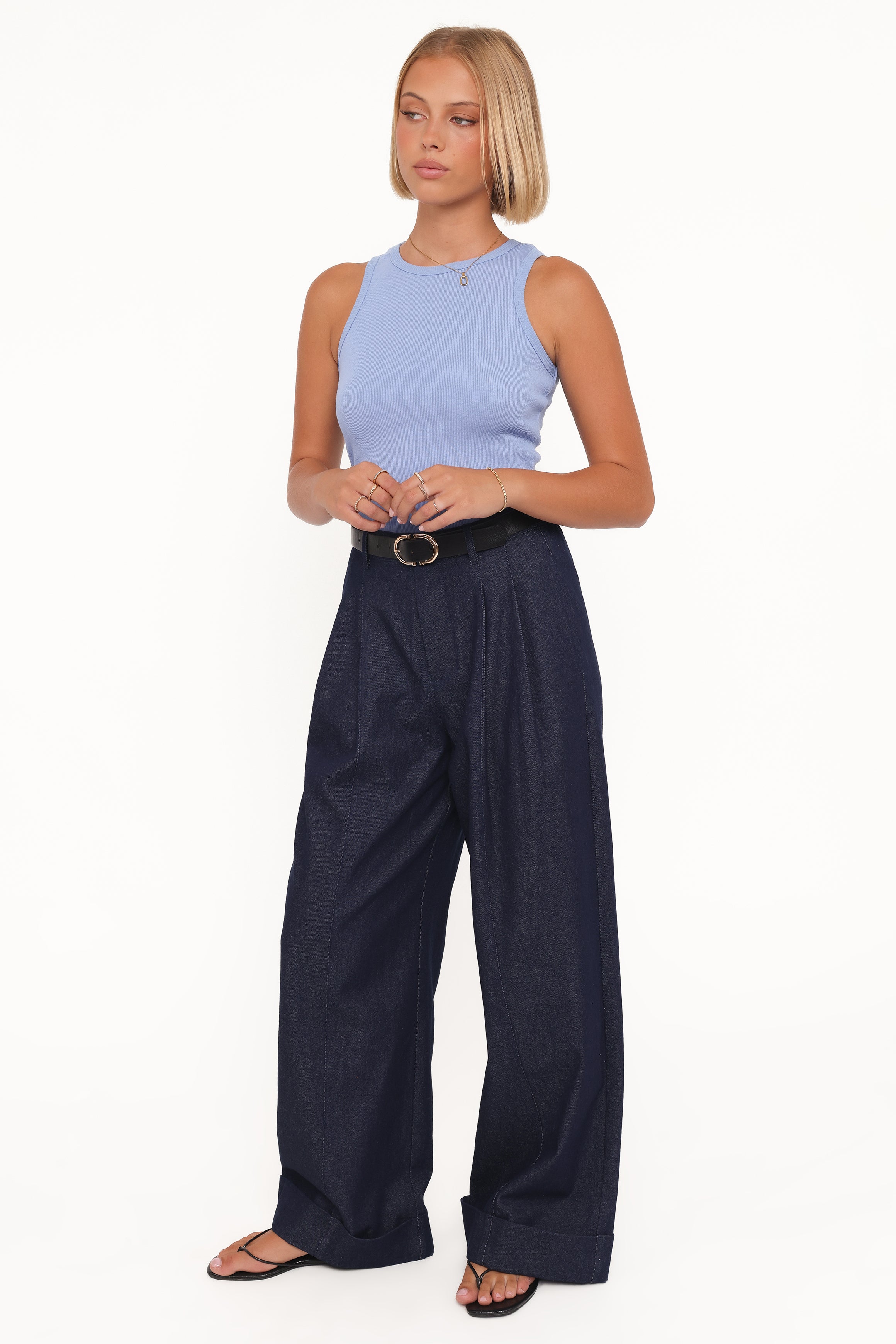 BOTTOMS Elinor Cuffed Denim Pant - Dark Wash