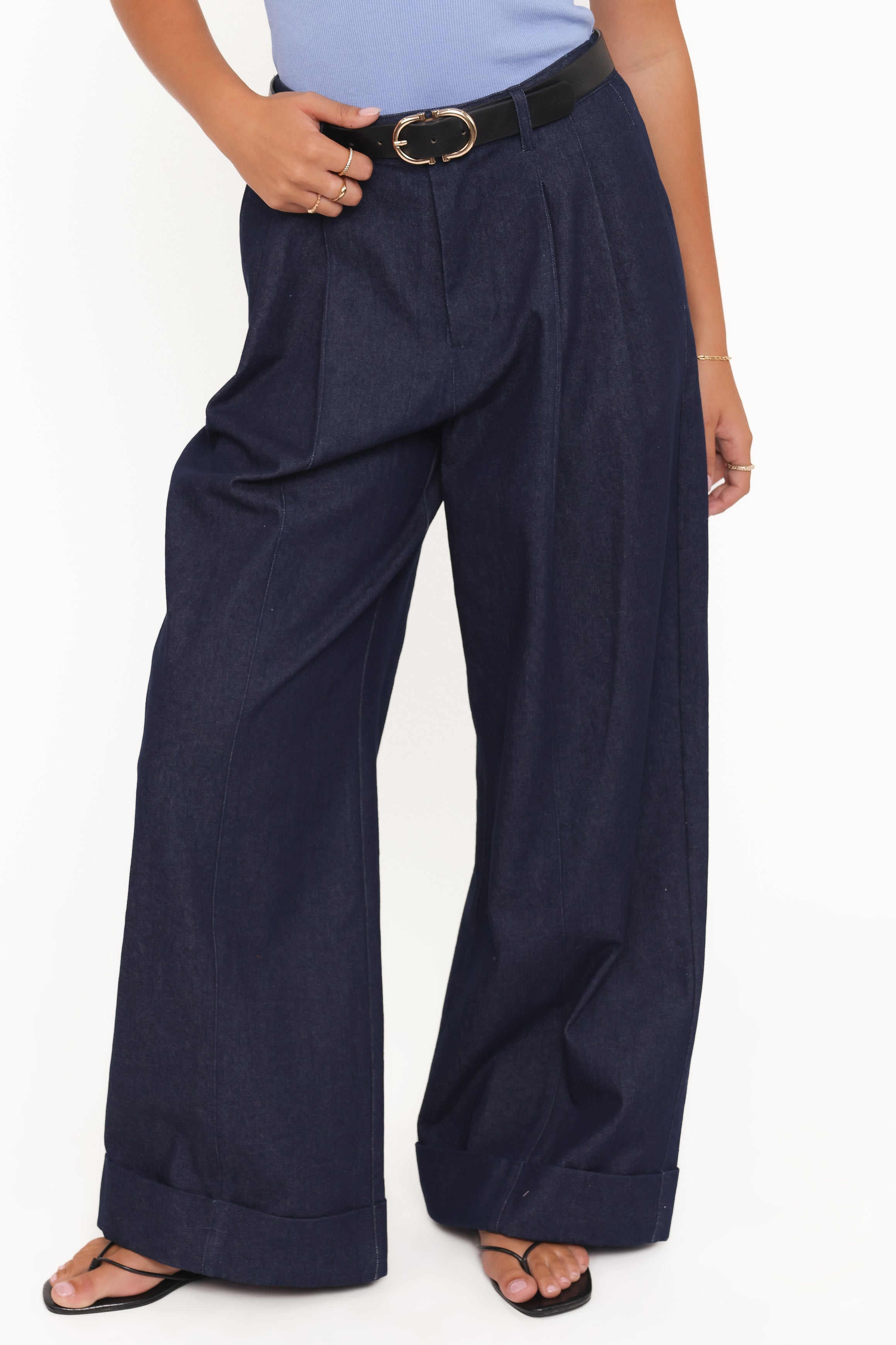 BOTTOMS Elinor Cuffed Denim Pant - Dark Wash