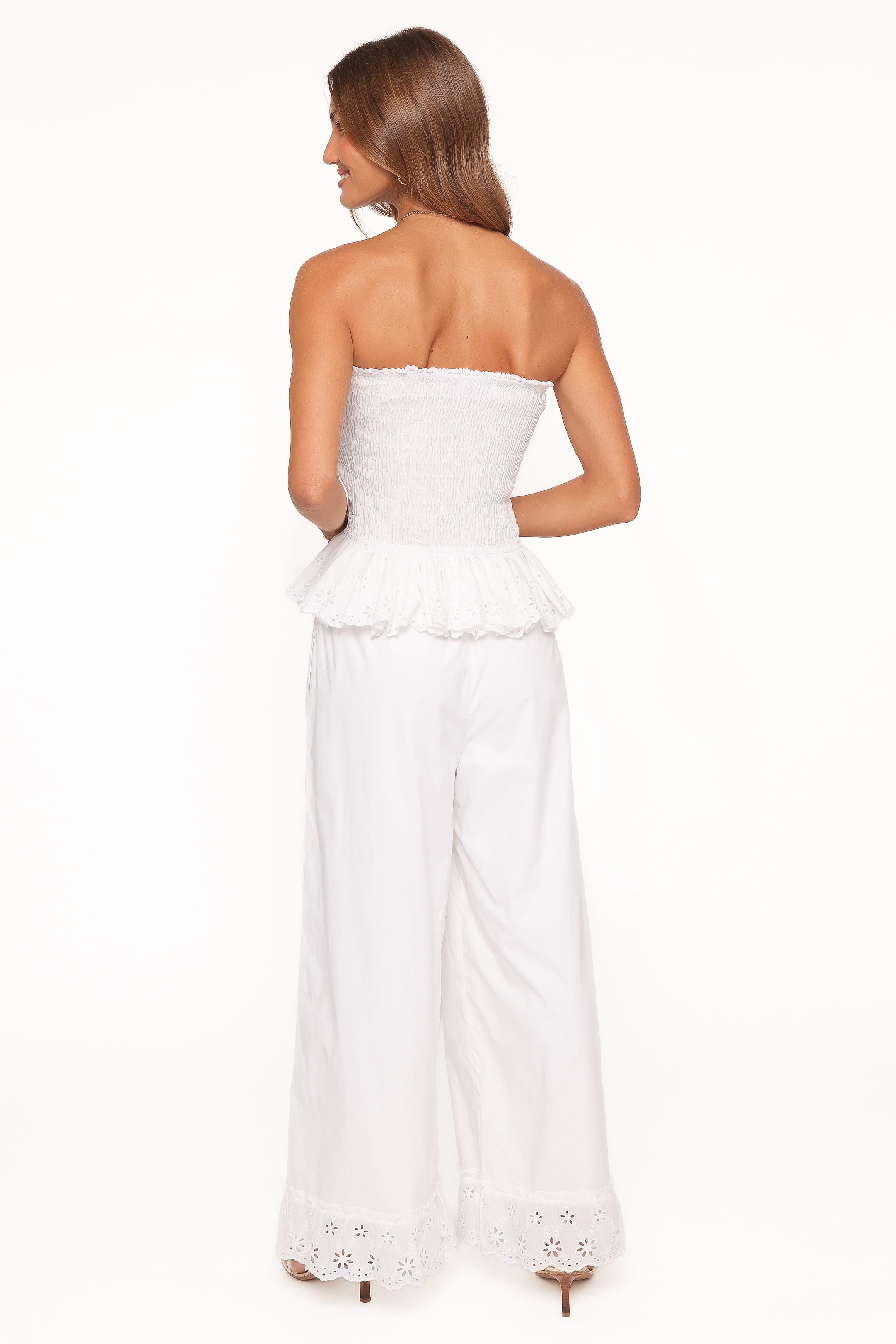 Eliska Frill Hem Pant - White | Petal & Pup