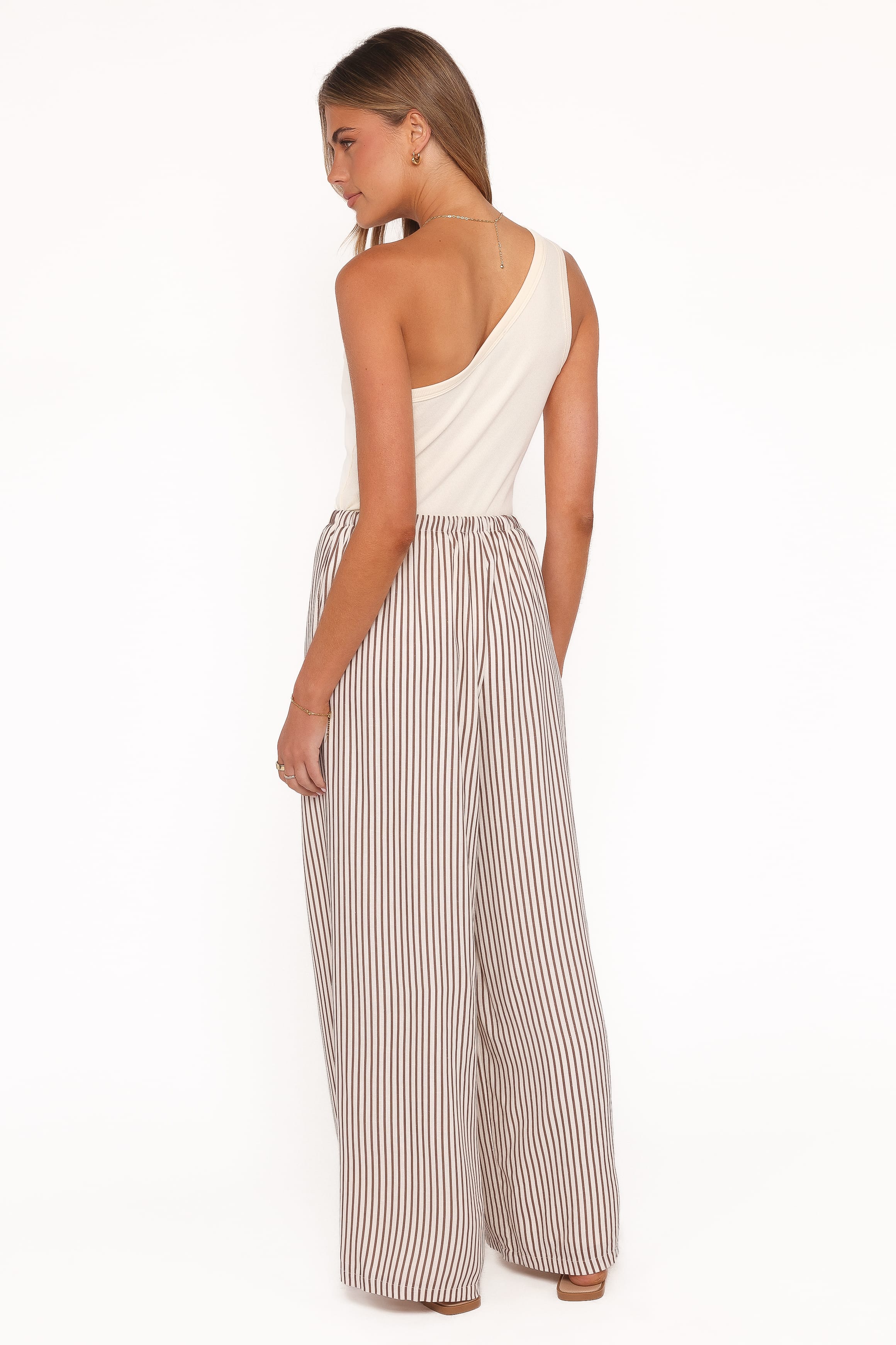 BOTTOMS Elowen Wide Leg Pants - Brown Stripe