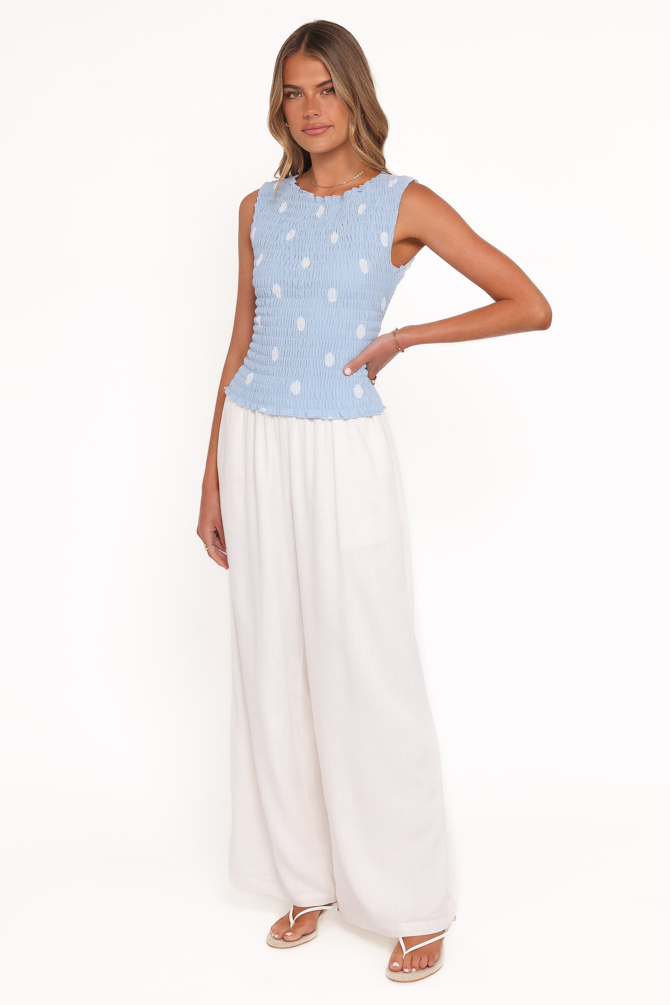 BOTTOMS Elowen Wide Leg Pants - White