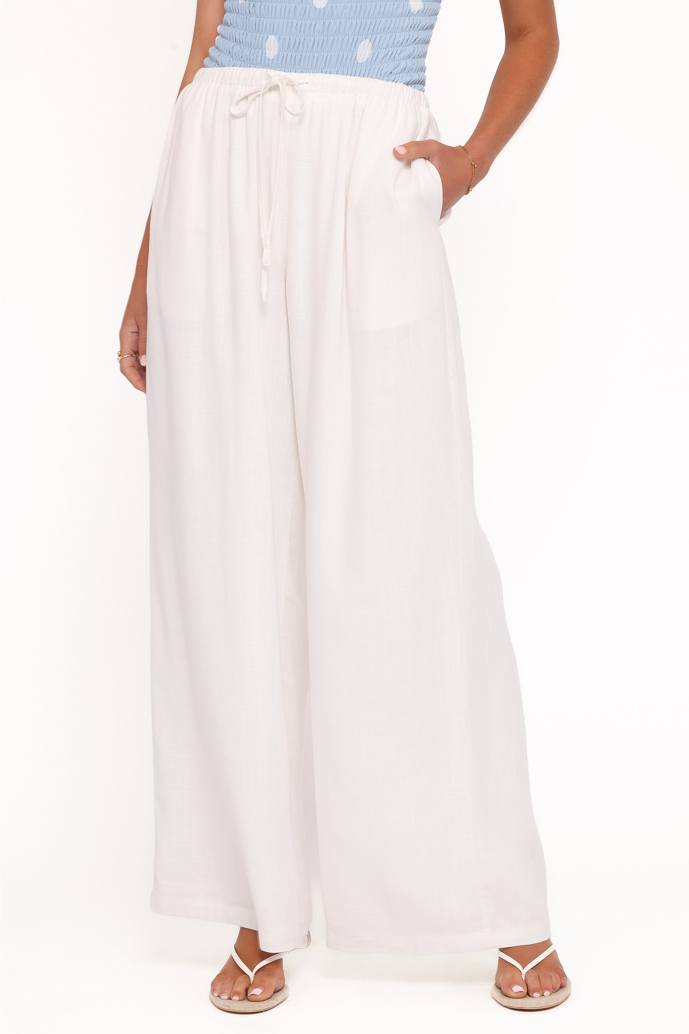 BOTTOMS Elowen Wide Leg Pants - White