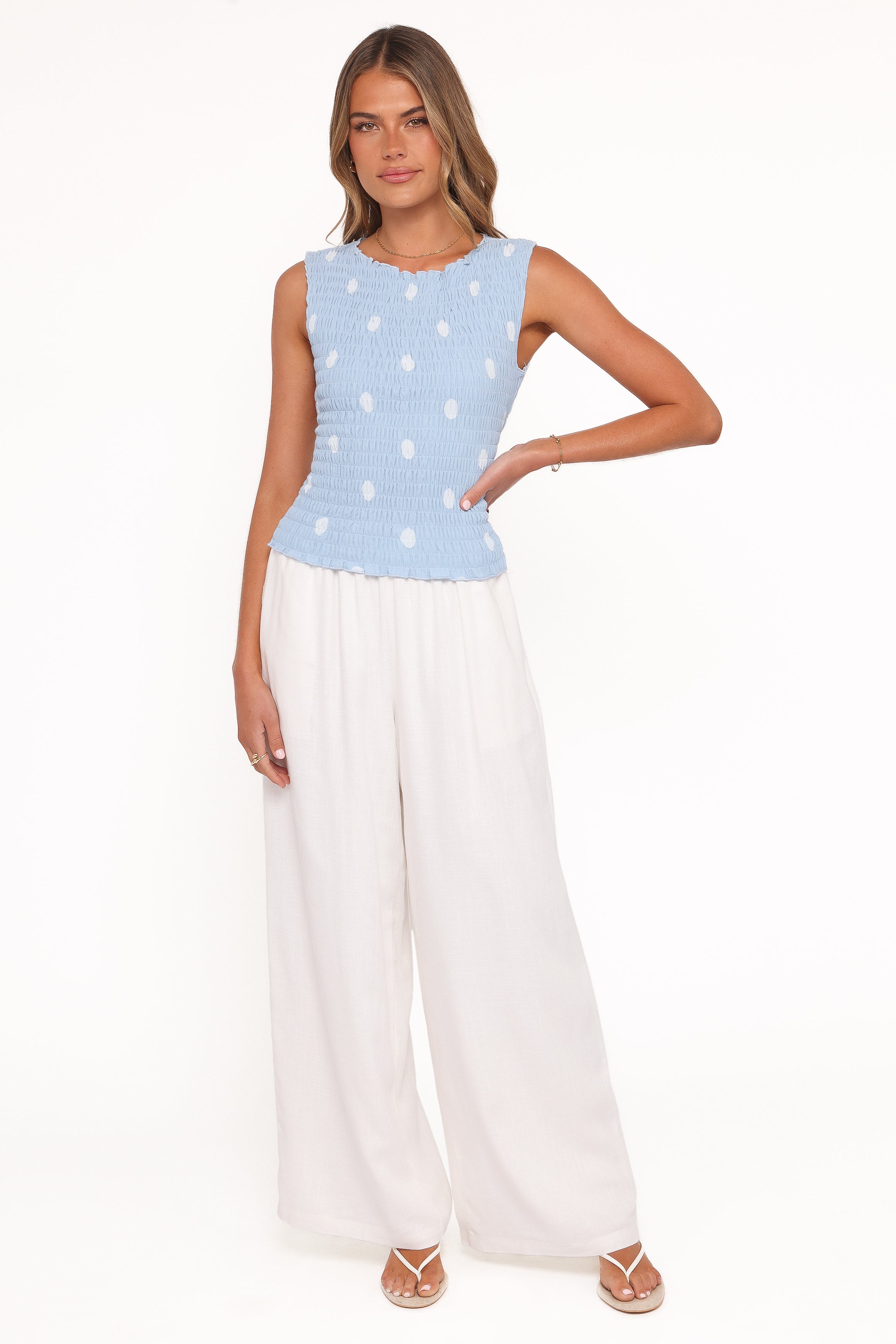 BOTTOMS Elowen Wide Leg Pants - White