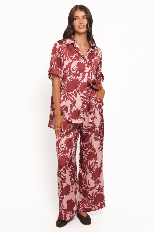 BOTTOMS Elysia Pants - Pink Burgundy