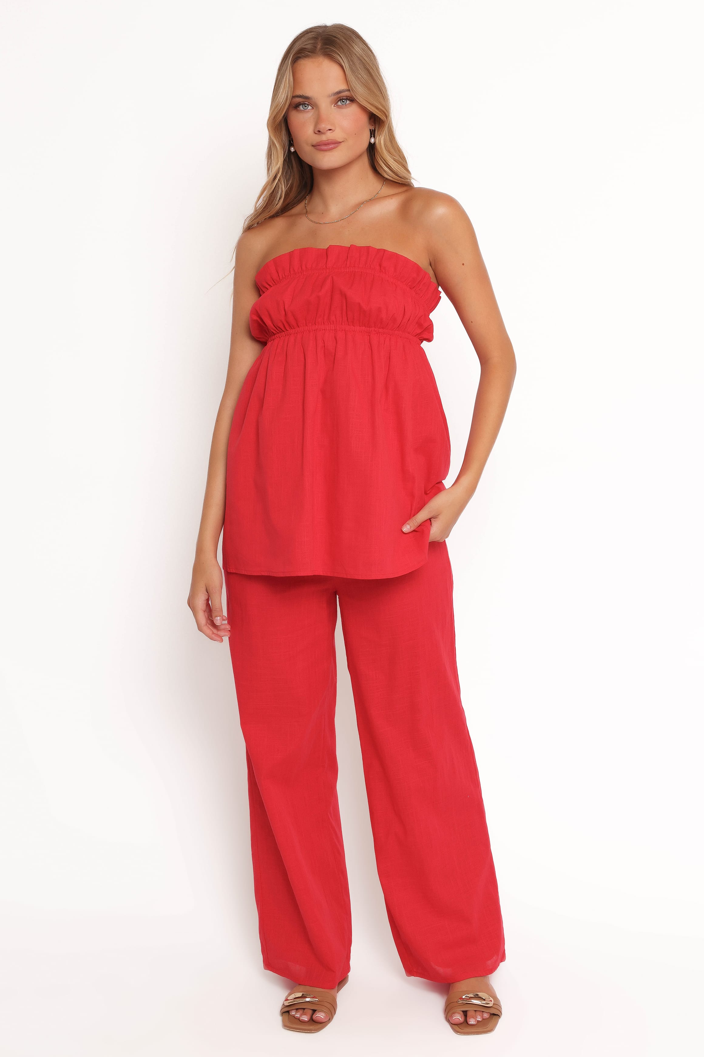 BOTTOMS Ember Cotton Pants - Red