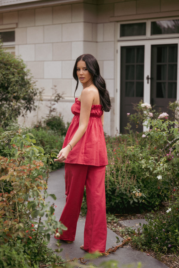 BOTTOMS Ember Cotton Pants - Red