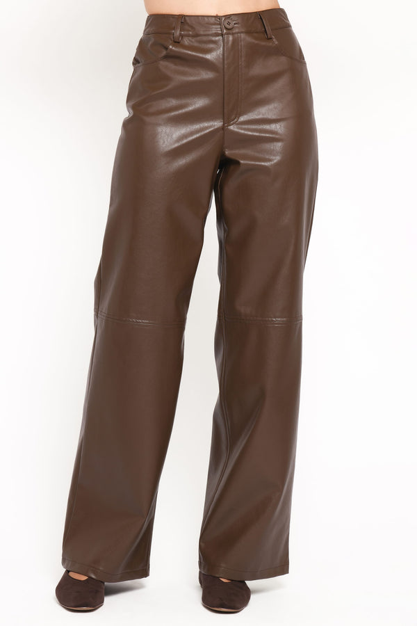 BOTTOMS Emer Leather Pant - Chocolate Brown