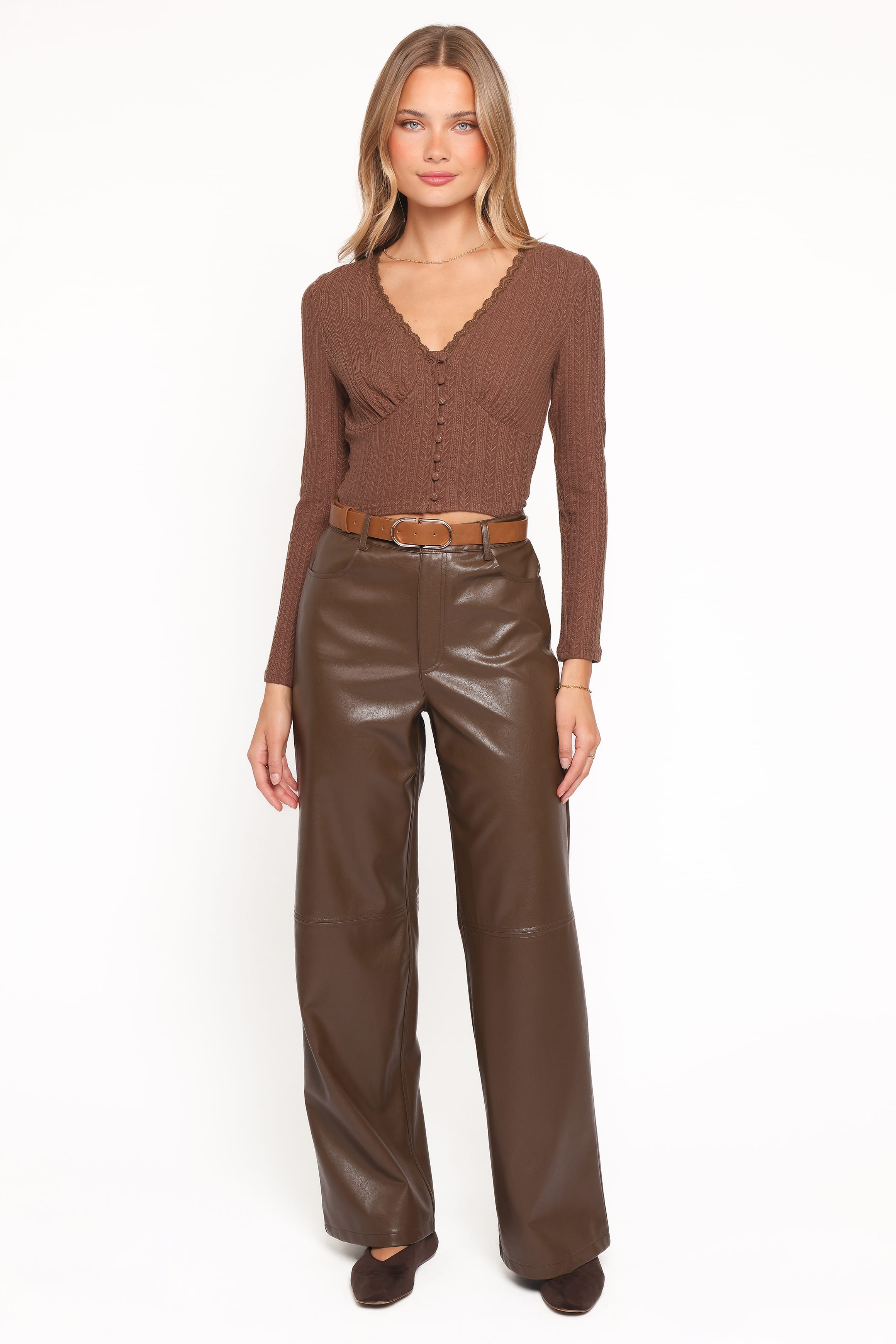 BOTTOMS Emer Leather Pant - Chocolate Brown