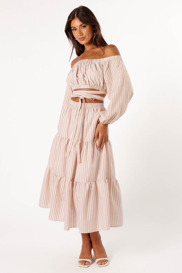 BOTTOMS @Emilia Midi Skirt - Beige Ivory (hold for V Day)