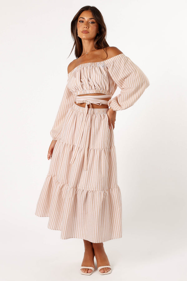 BOTTOMS @Emilia Midi Skirt - Beige Ivory (hold for V Day)