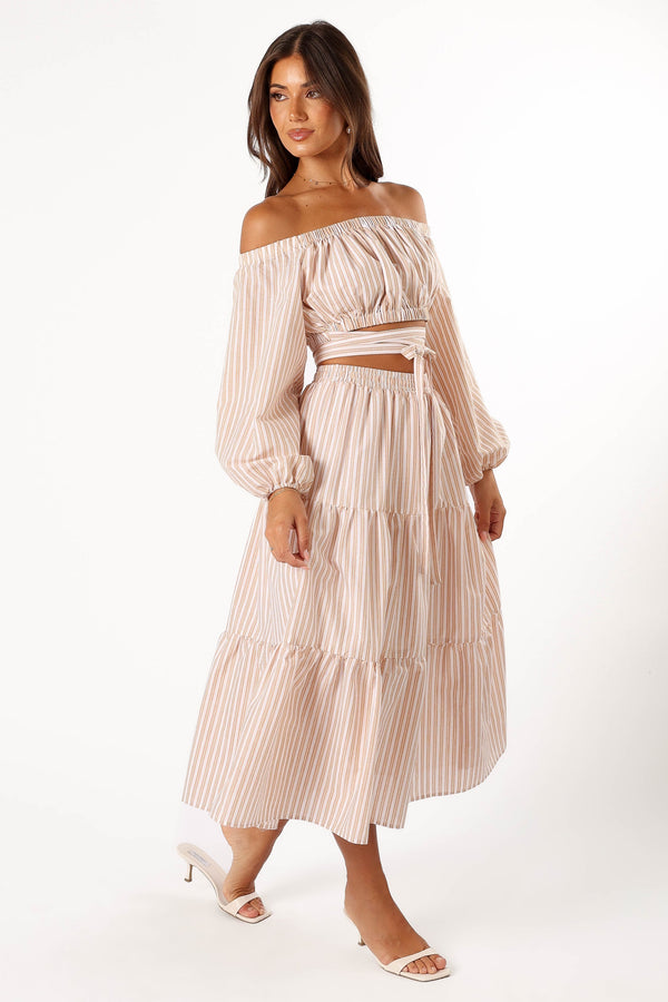 BOTTOMS @Emilia Midi Skirt - Beige Ivory (hold for V Day)