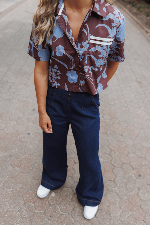 BOTTOMS Evandra Straight Leg Denim Trouser Pant - Indigo