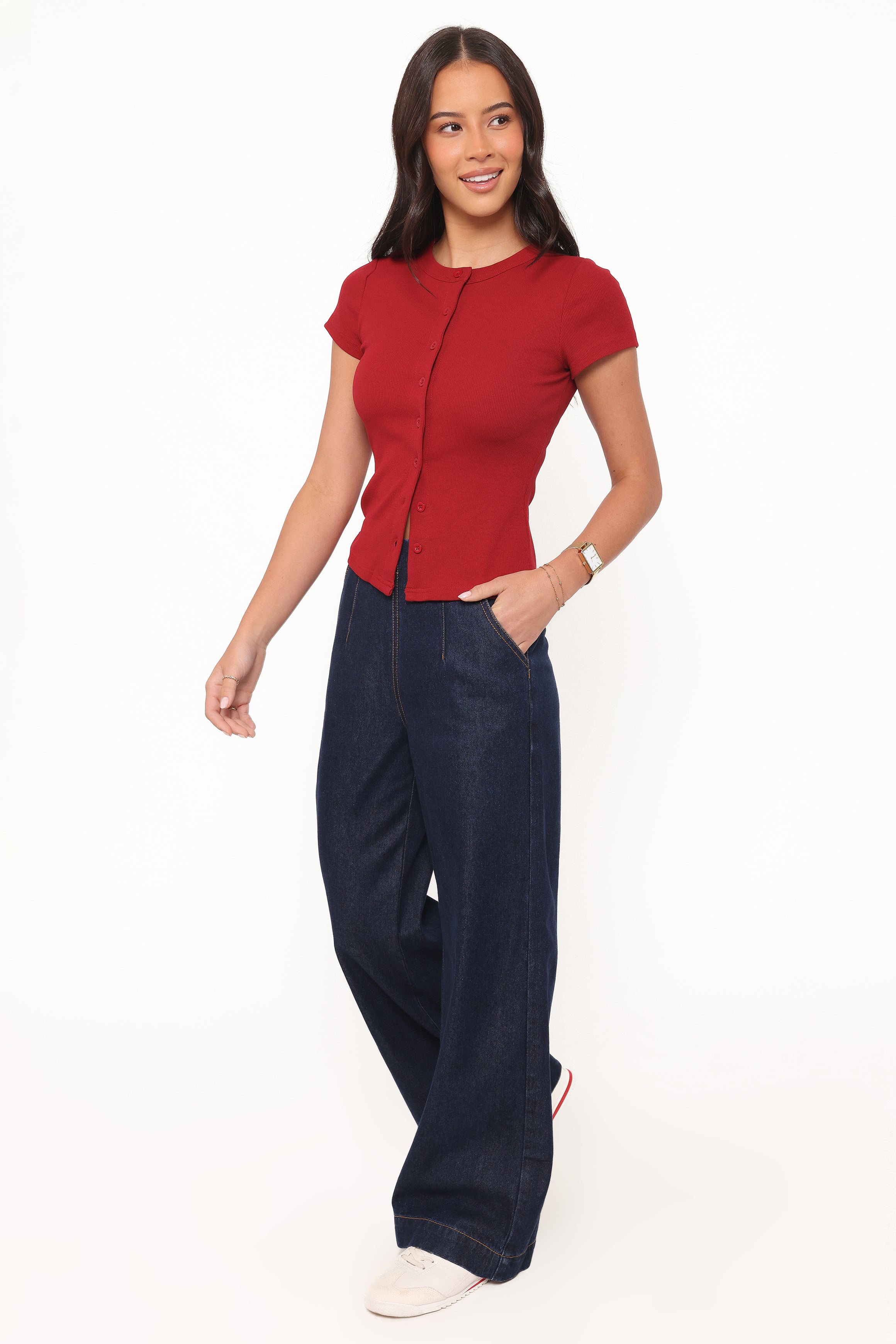 BOTTOMS Evandra Straight Leg Denim Trouser Pant - Indigo