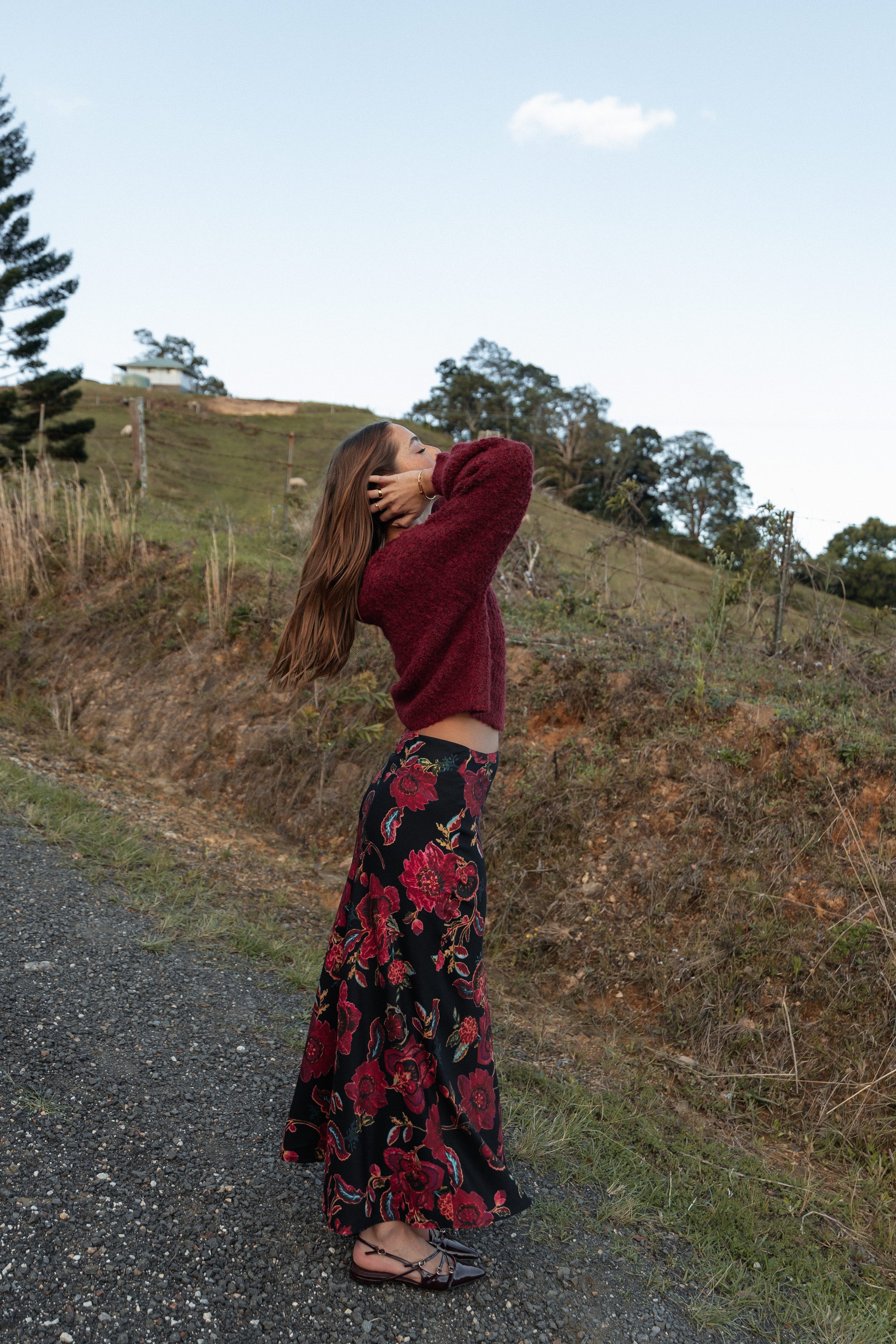 BOTTOMS Evie Maxi Skirt - Black Floral
