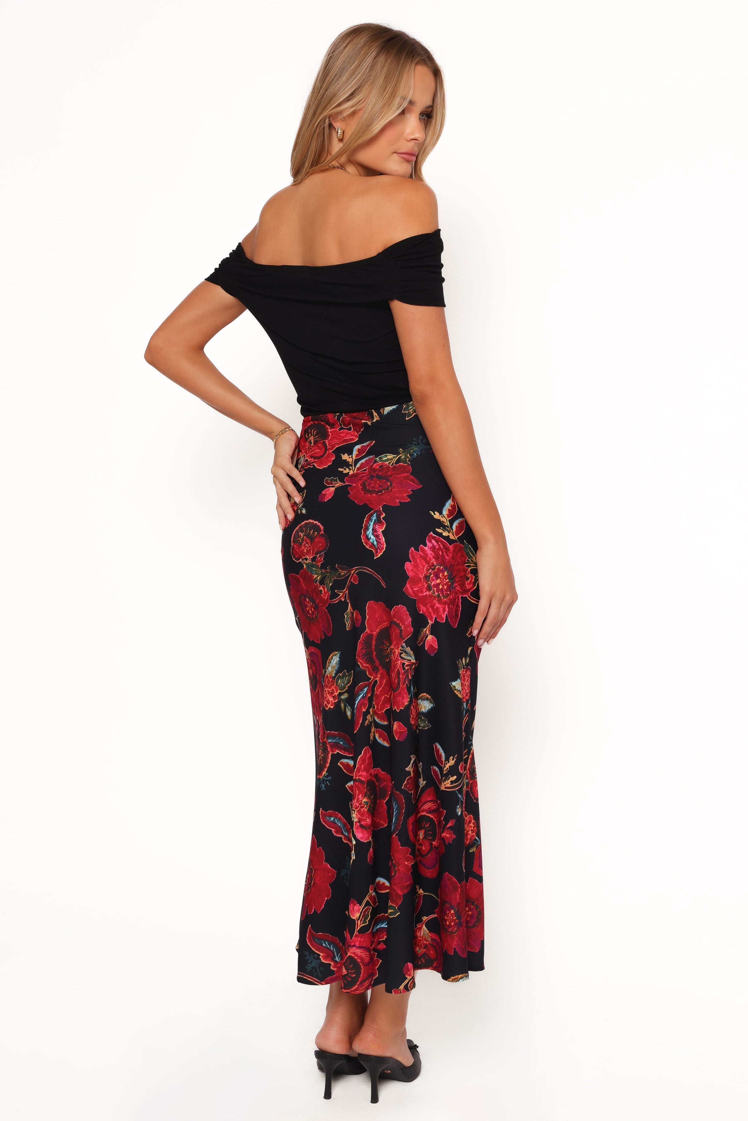 BOTTOMS Evie Maxi Skirt - Black Floral