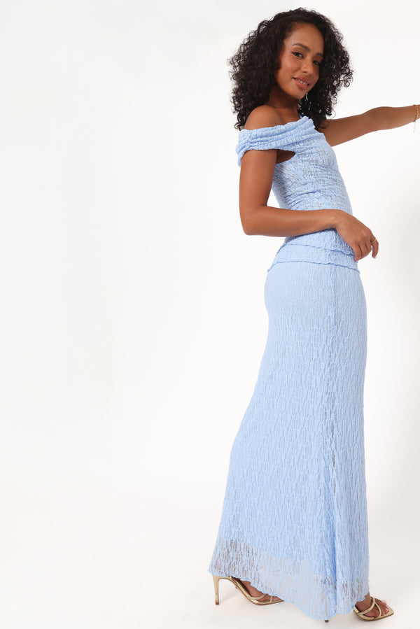 BOTTOMS Faeriel Lace Knit Maxi Skirt - Blue