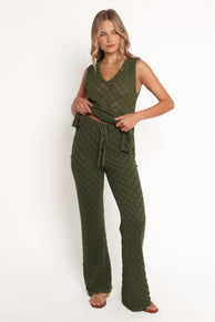 BOTTOMS Fefe Textured Knit Pants - Olive