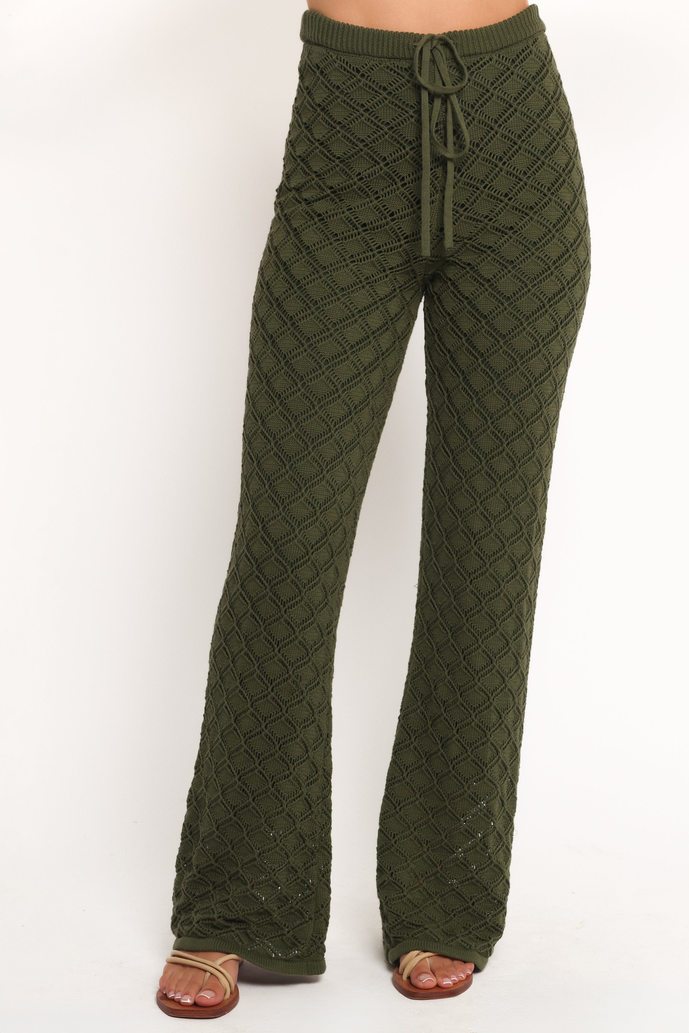 BOTTOMS Fefe Textured Knit Pants - Olive