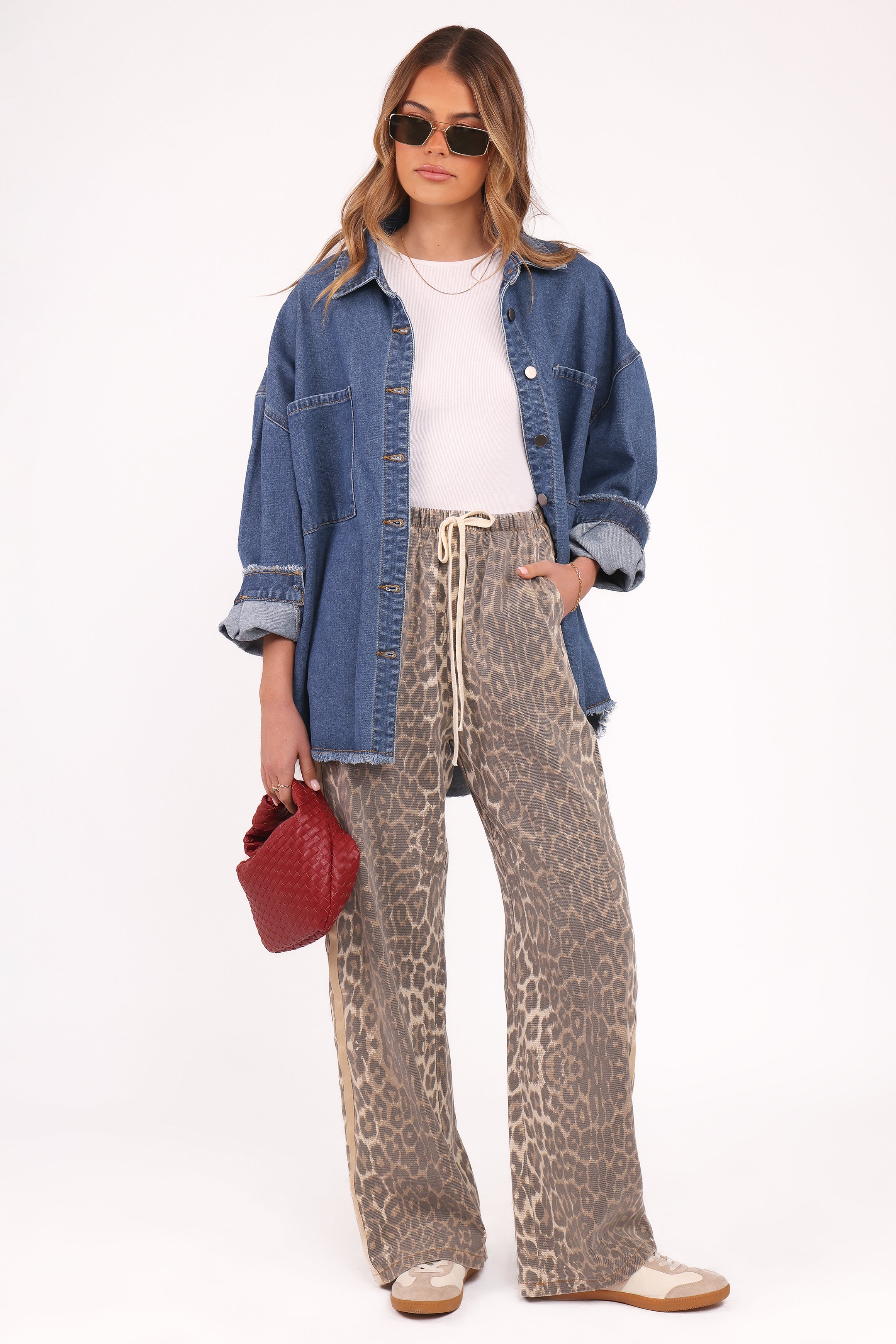 BOTTOMS Fletcher Denim Racer Pants - Leopard