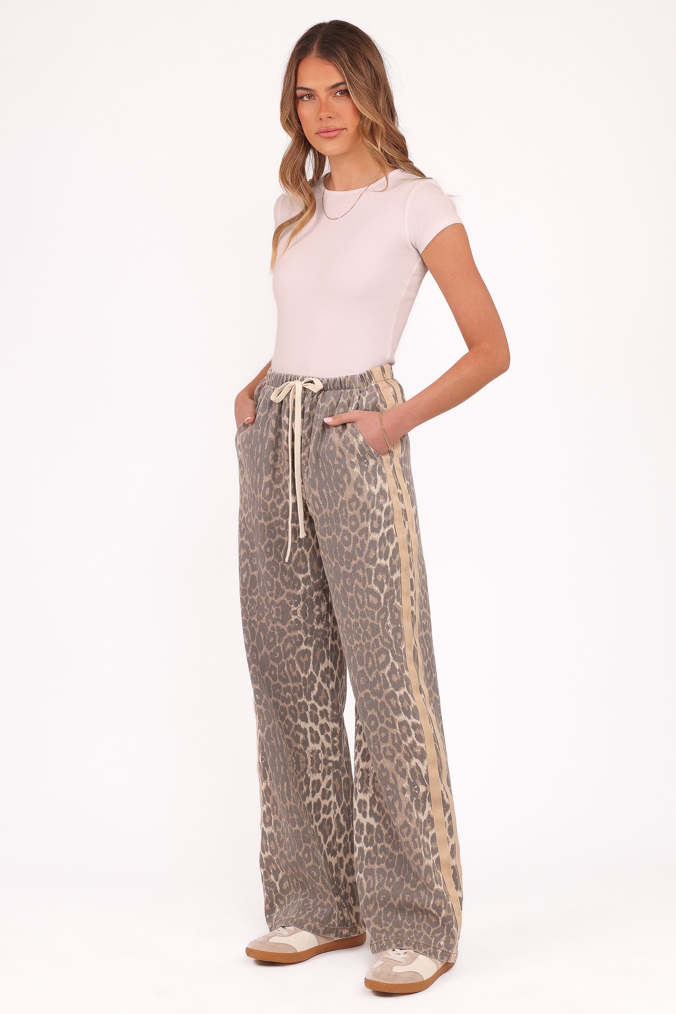 BOTTOMS Fletcher Denim Racer Pants - Leopard