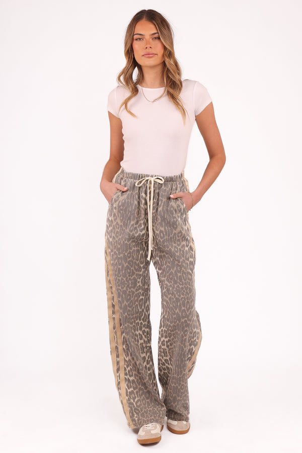 BOTTOMS Fletcher Denim Racer Pants - Leopard