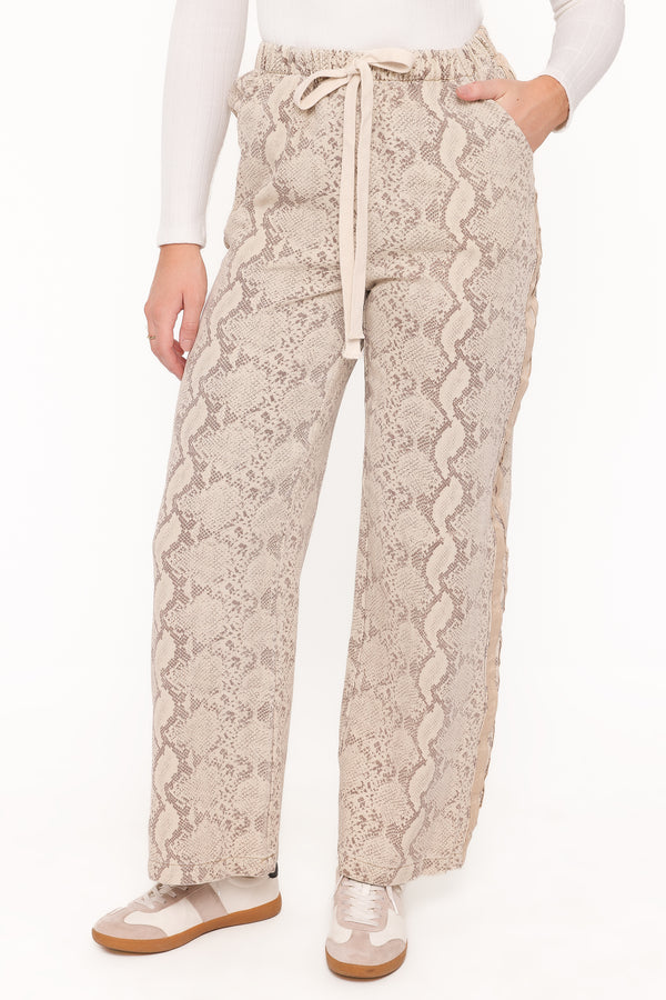 BOTTOMS Fletcher Denim Racer Pants - Snake Print