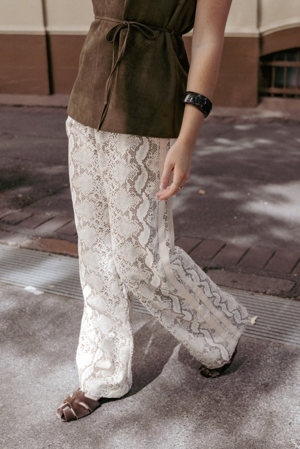 BOTTOMS Fletcher Denim Racer Pants - Snake Print
