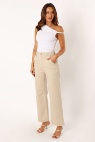 BOTTOMS @Georgia Wide Leg Pant - Beige