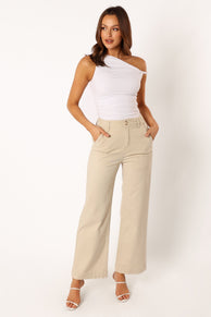 BOTTOMS @Georgia Wide Leg Pant - Beige