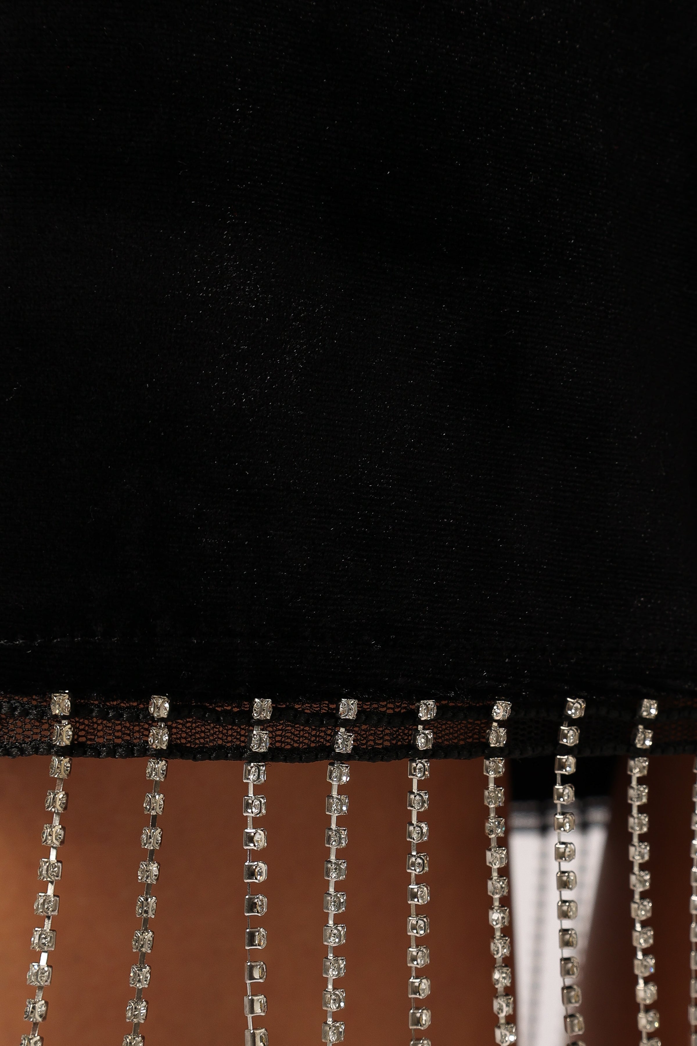 BOTTOMS @Greta Velvet Fringe Skirt - Black