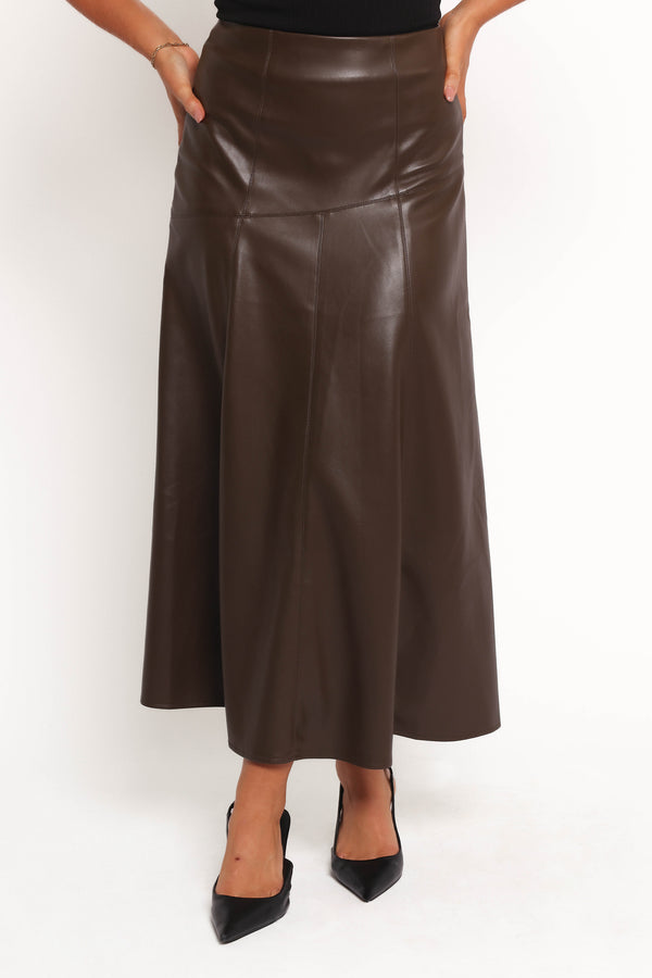 BOTTOMS Haelee Faux Leather Skirt - Brown