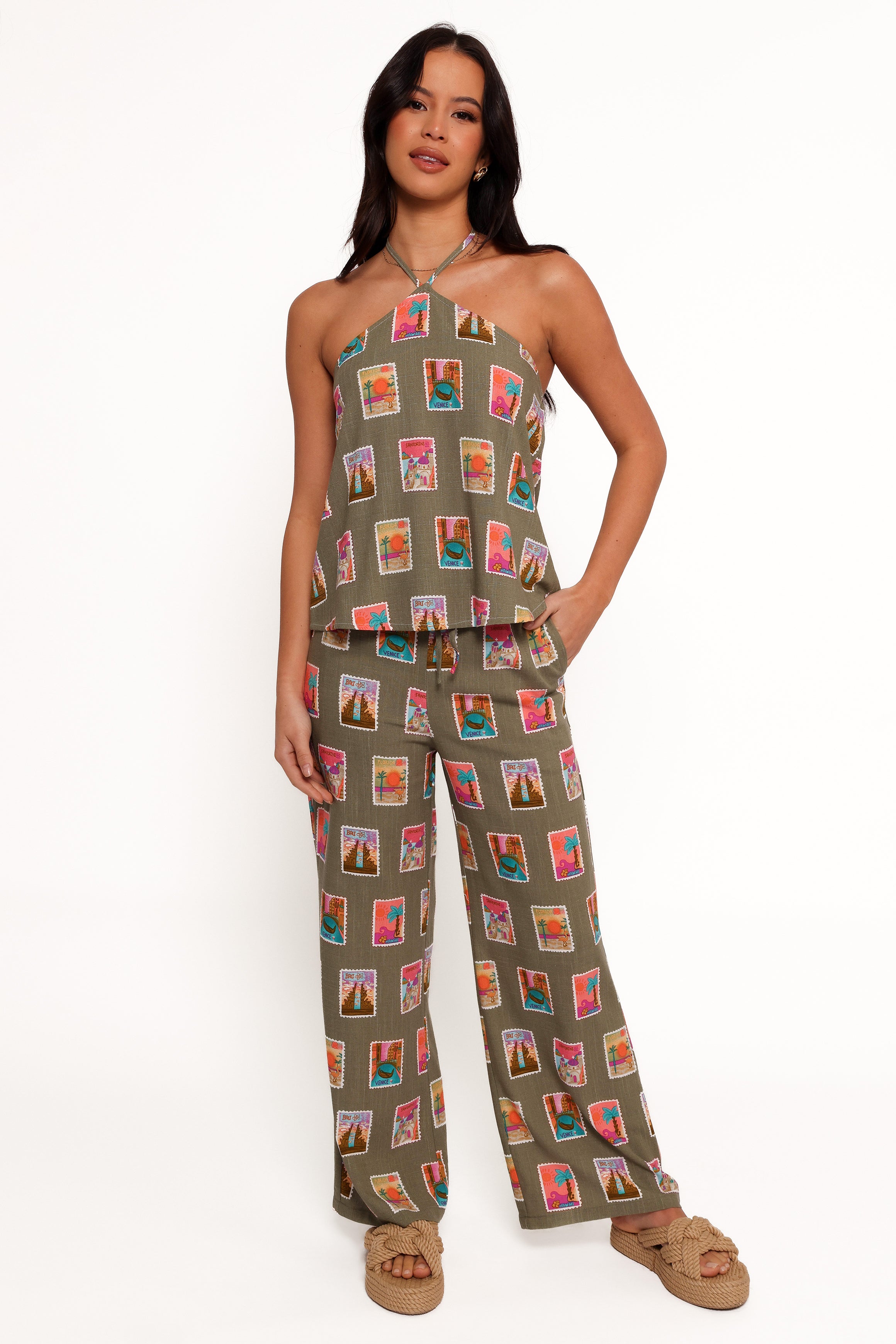 BOTTOMS Hana Pants - Olive Print