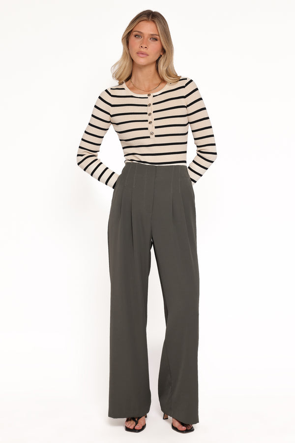 BOTTOMS Hayden Pleated Wide Leg Pant - Dark Olive