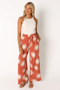 BOTTOMS @Ida Wide Leg Pant - Sun Print