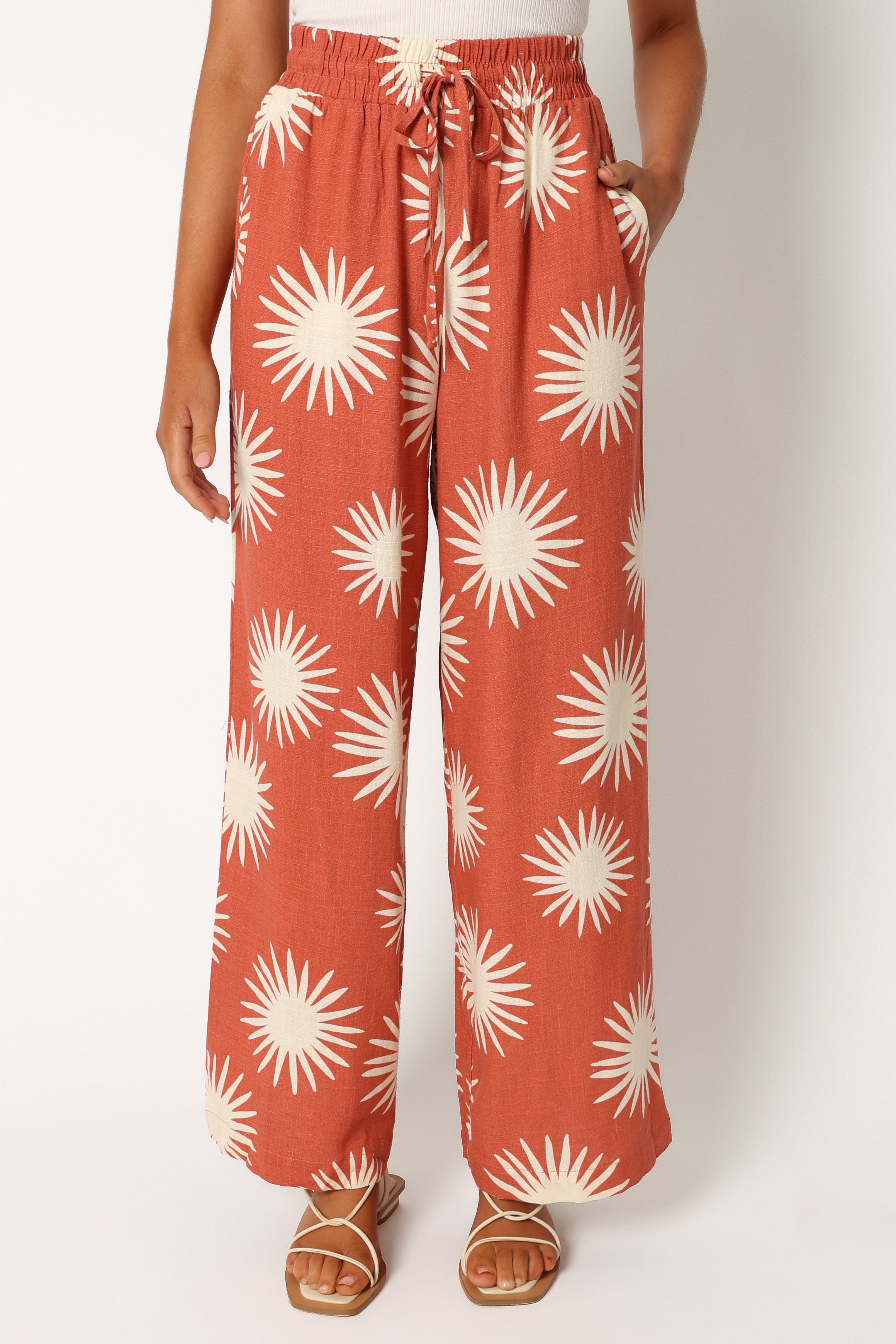 BOTTOMS @Ida Wide Leg Pant - Sun Print