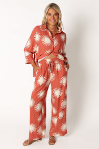 BOTTOMS @Ida Wide Leg Pant - Sun Print