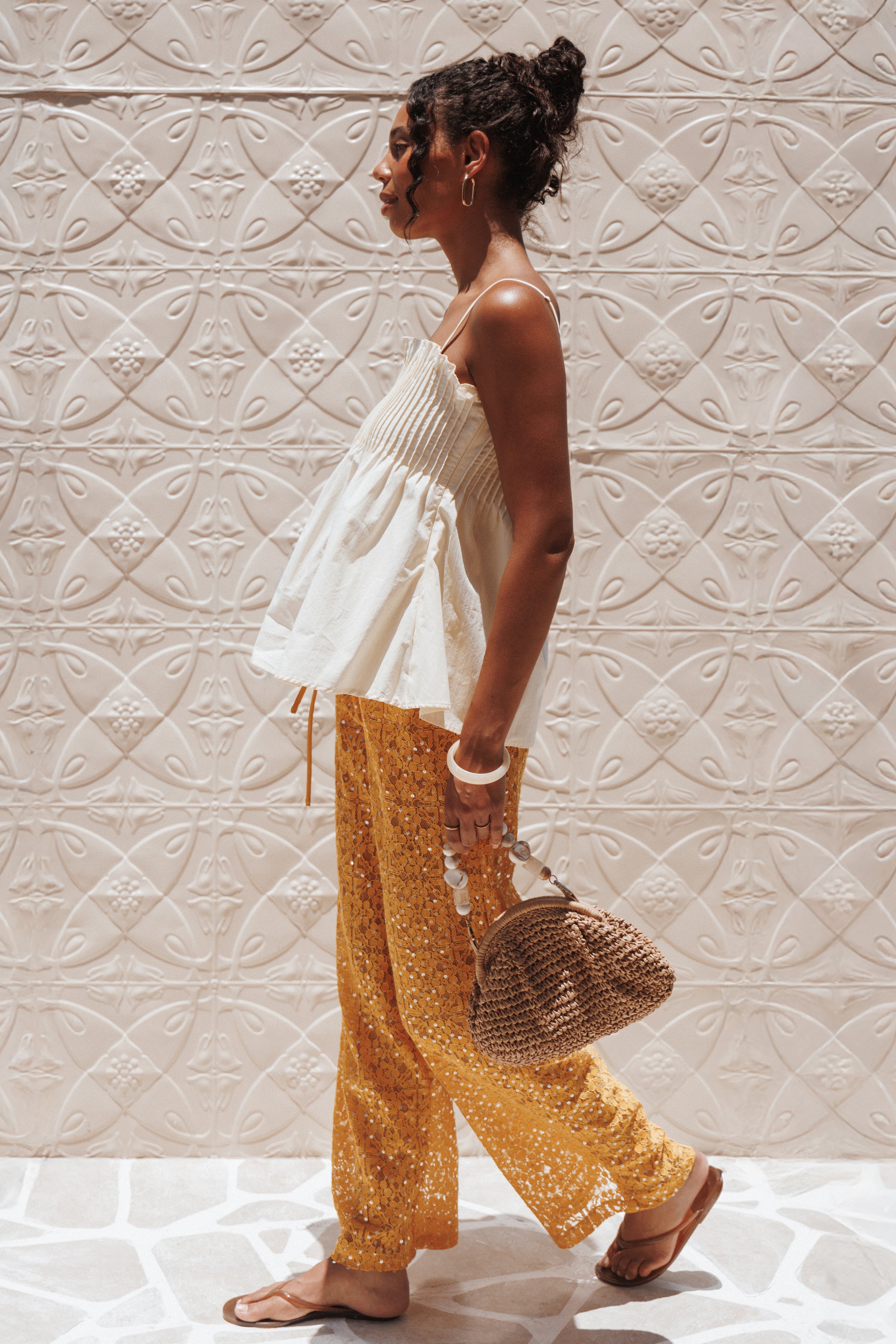 BOTTOMS Jacinta Sequin Lace Pant - Mango