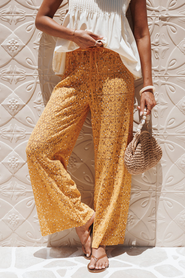 BOTTOMS Jacinta Sequin Lace Pant - Mango