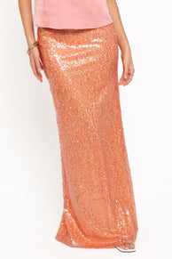 BOTTOMS Jennings Sequin Maxi Skirt - Orange Sequin