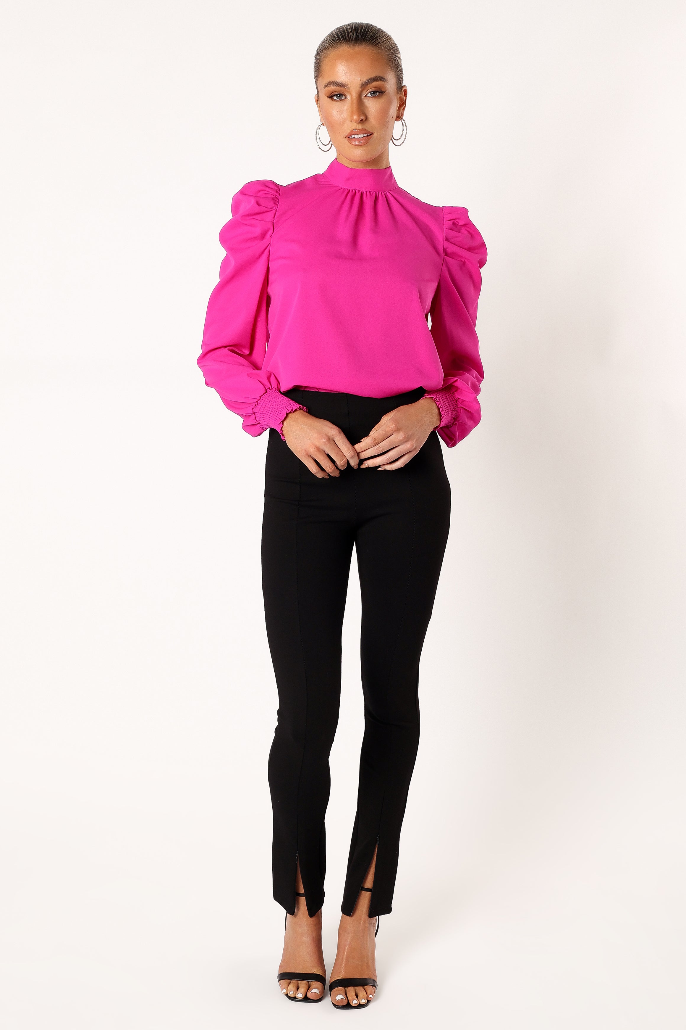 BOTTOMS @Jenny Puff Sleeve Blouse - Magenta